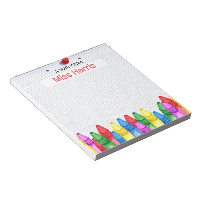 Personalized Crayon Teacher's Notepad (Angled)