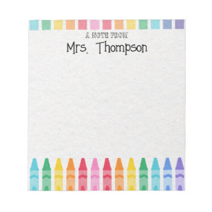 Personalized Crayon Teacher's Rainbow Cute Notepad