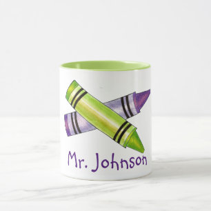 Personalized Crayons Art Teacher Artist Gift Mug