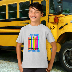 Personalized Crayons School Grade Design T-Shirt