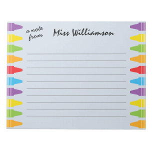 Personalized Crayons Teacher Appreciation Gifts Notepad