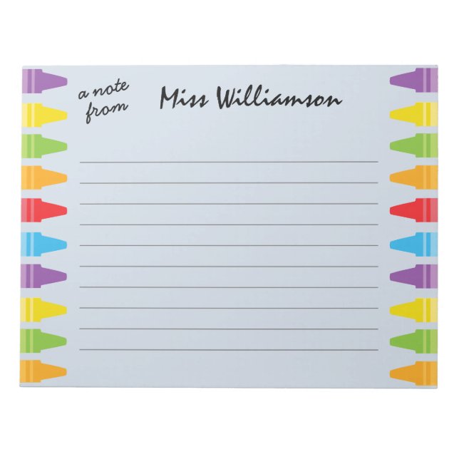 Personalized Crayons Teacher Appreciation Gifts Notepad (Front)