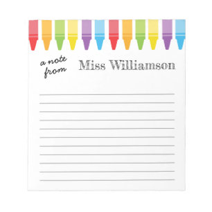 Personalized Crayons Teacher Appreciation Gifts Notepad