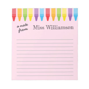 Personalized Crayons Teacher Appreciation Gifts Notepad