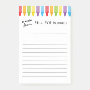 Personalized Crayons Teacher Appreciation Gifts Post-it Notes