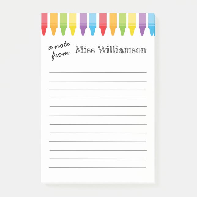 Personalized Crayons Teacher Appreciation Gifts Post-it Notes (Front)