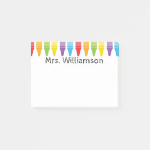 Personalized Crayons Teacher Back to School Post-it Notes