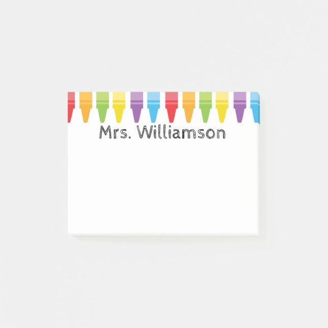 Personalized Crayons Teacher Back to School Post-it Notes (Front)
