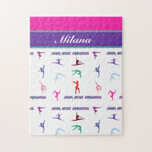 Personalized Crazy About Gymnastics Silhouettes Jigsaw Puzzle