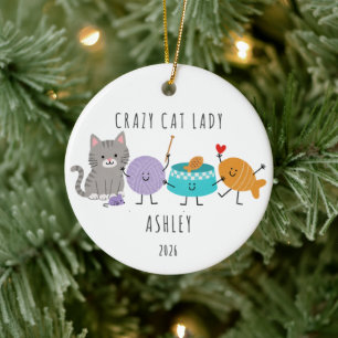 Personalized Crazy Cat Lady Christmas Ornament