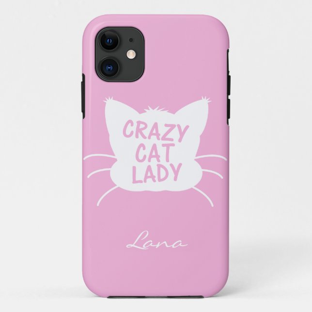 Personalized Crazy Cat Lady in Cotton Candy Pink Case-Mate iPhone Case (Back)