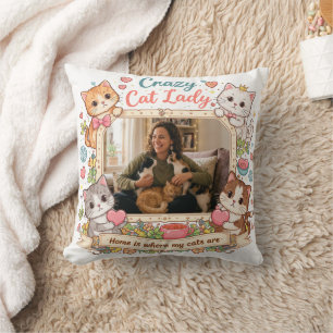 Personalized Crazy Cat Lady Photo Pillow