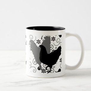 Personalized Crazy Chicken Black & White Mug