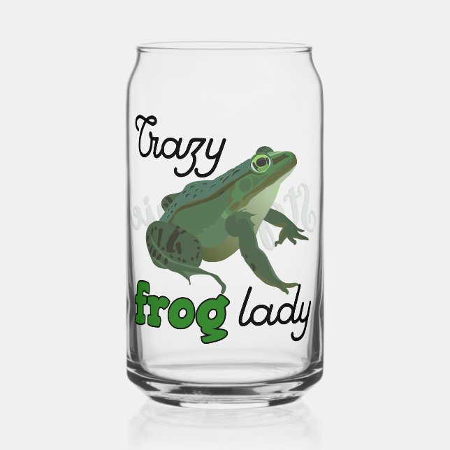 Personalized Crazy Frog Lady Frog Lover Gifts Can Glass (Front)