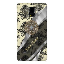 Personalized cream and black damask