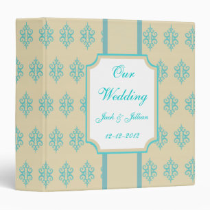 Personalized Cream and Teal Wedding Scrapbook Binder