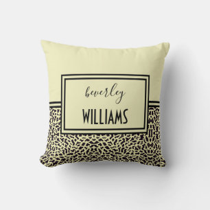 Personalized Cream Leopard Throw Pillow