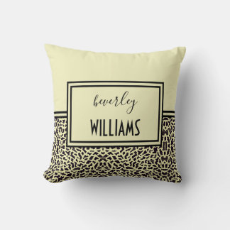 Personalized Cream Leopard Throw Pillow