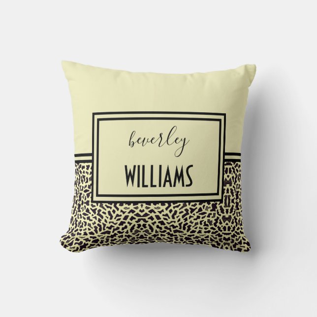 Personalized Cream Leopard Throw Pillow (Front)