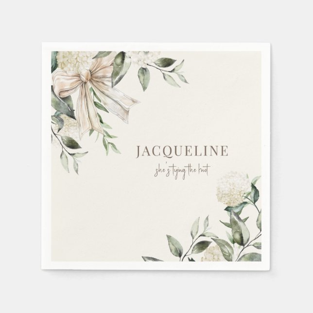 Personalized Cream Tying the Knot Shower  Napkin (Front)