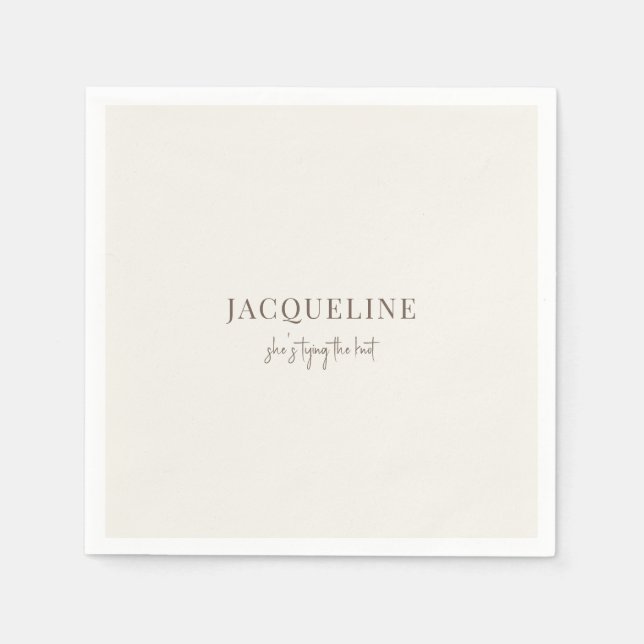 Personalized Cream Tying the Knot Simple Shower  Napkin (Front)