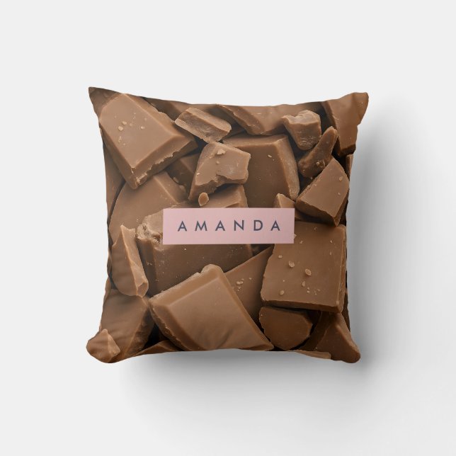 Personalized Creamy Milk Chocolate Chunk  Throw Pillow (Front)