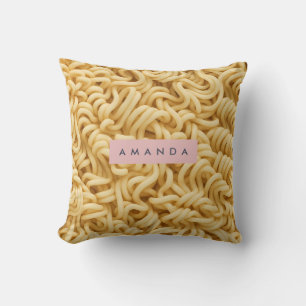 Personalized Creamy Noodle Food Throw Pillow