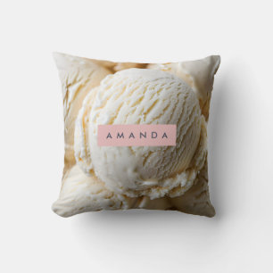 Personalized Creamy Vanilla Ice Cream Throw Pillow