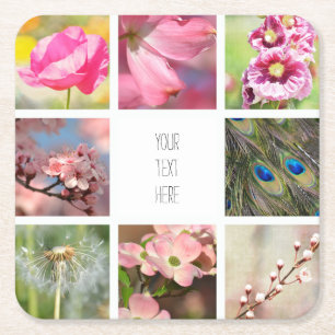 Personalized Create Your Own Photo Collage   Square Paper Coaster