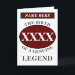 Personalized Create Your Own Year Legend Birthday Card<br><div class="desc">Fun "Birth Of A Legend" birthday red,  grey and white card. Add the year,  change "Legend" to suit your needs. Add the name and a unique message in the card. All easily done using the template provided. Change the year to suit any birthday celebration.</div>