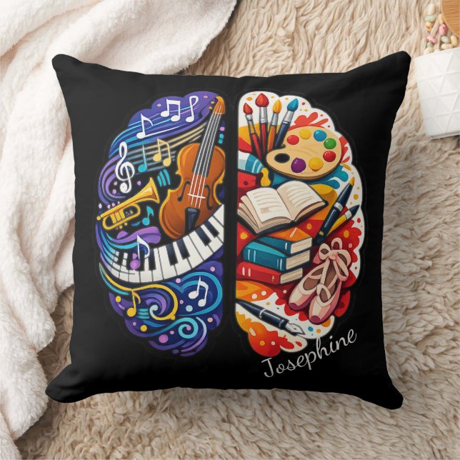 Personalized Creative Brain Arts & Music Name Chic Throw Pillow (Blanket)