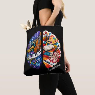 Personalized Creative Brain Arts & Music Name Chic Tote Bag
