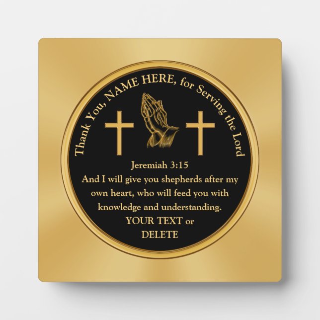 Personalized, Creative Pastor Appreciation Gifts Plaque (Front)