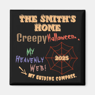 Personalized Creepy Colourful Halloween Spider Web Magnet