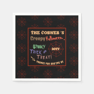 Personalized Creepy Colourful Halloween Spider Web Napkin