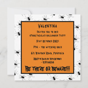 Personalized Creepy Spiders Halloween Invitation