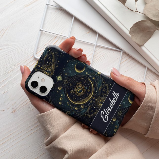 Personalized Crescent Moon And Stars Celestial Case-Mate iPhone Case (Creator Uploaded)