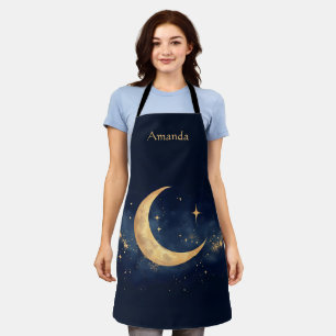 Personalized Crescent Moon and Stars Night Sky Apron
