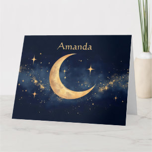 Personalized Crescent Moon and Stars Night Sky Card