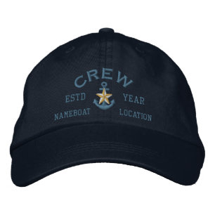 Personalized Crew Coastal Star Anchor Embroidered Hat