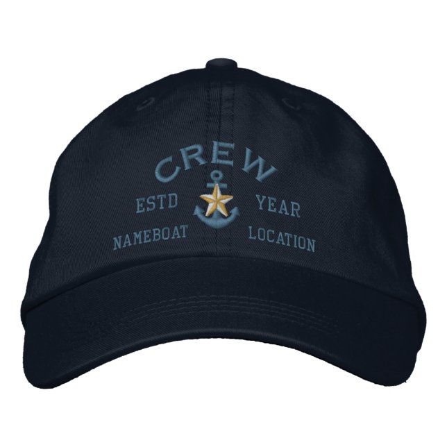 Personalized Crew Coastal Star Anchor Embroidered Hat (Front)