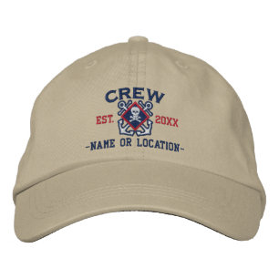 Personalized Crew Nautical Crossbones Skull Embroidered Hat