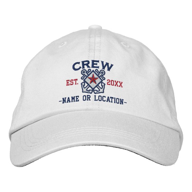 Personalized Crew Nautical Star Embroidery Embroidered Hat (Front)