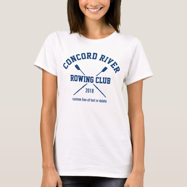 Personalized Crew Rowing Logo Oars Team Name Year T-Shirt (Front)