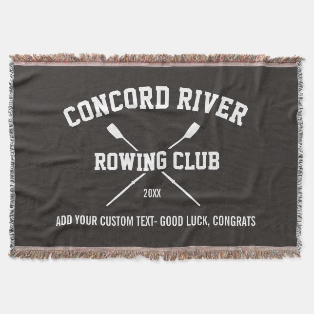 Personalized Crew Rowing Logo Oars Team Name Year Throw Blanket (Front)