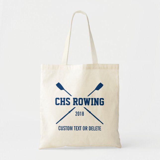 Personalized Crew Rowing Logo Oars Team Name Year Tote Bag (Front)