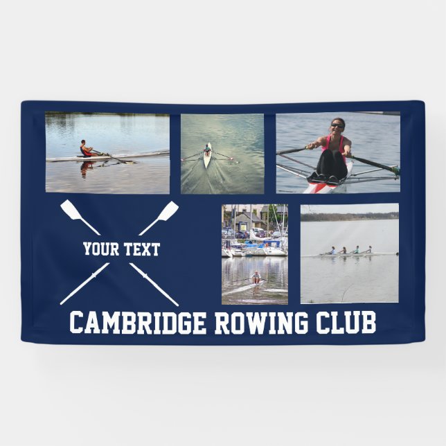 Personalized Crew Rowing Oars Club Photo Collage Banner (Horizontal)