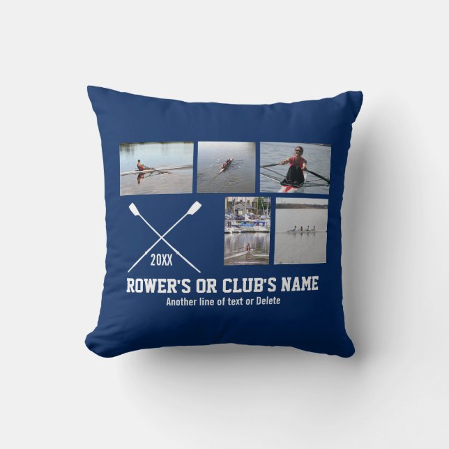 Personalized Crew Rowing Rower Club Name Year Throw Pillow (Front)