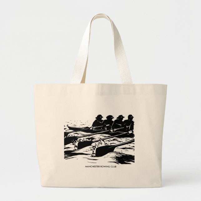 Personalized Crew Rowing Tote Bag in B&W (Front)