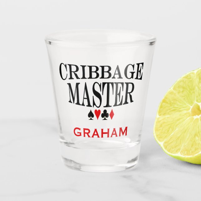 Personalized Cribbage Master Shot Glass (Front)
